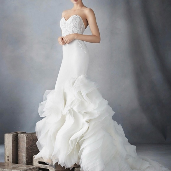 Lazaro 3610 Ivory Crepe Trumpet Wedding Gown